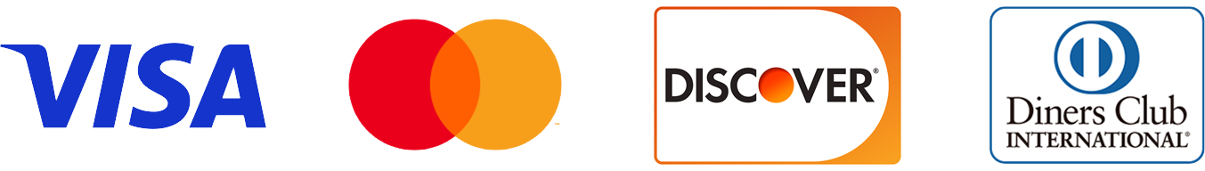 Visa, Mastercard, Diners Club, Discover